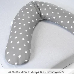 Stillkissen Das Komfort mit Mikroperlen-Füllung inkl. Bezug 180 cm - Big Stars - Grau
