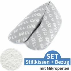 Stillkissen Das Komfort mit Mikroperlen-Füllung inkl. Bezug 180 cm - Elefantenherde