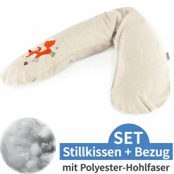 Stillkissen Das Original mit Polyesterhohlfaser-Füllung inkl. Bezug 190 cm - Knister Fuchs - Punkte Beige