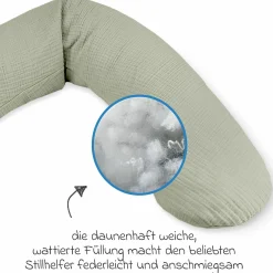 Stillkissen Das Original mit Polyesterhohlfaser-Füllung inkl. Bezug Musselin 190 cm - Salbei