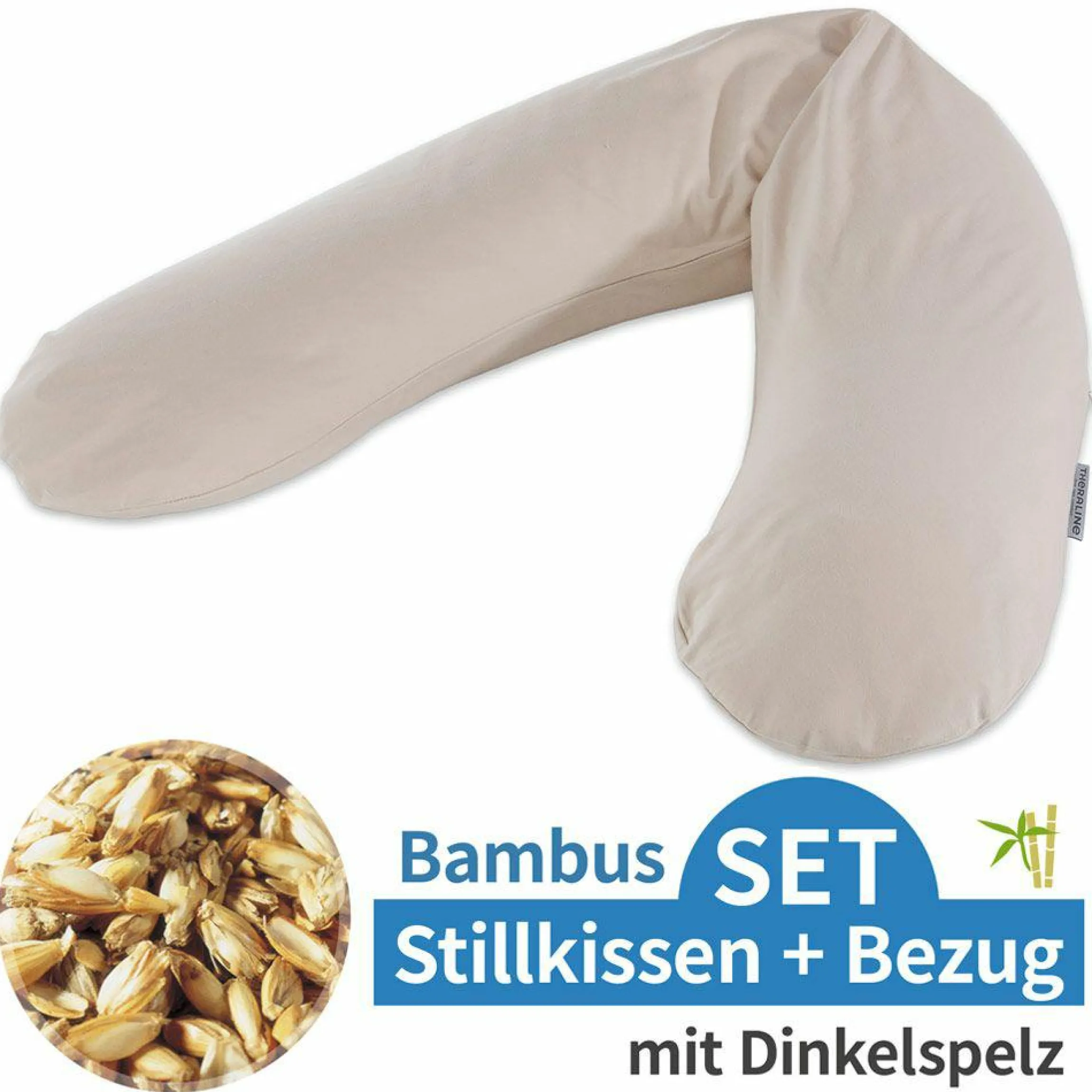 Stillkissen Das Original mit Dinkelspelz-Füllung inkl. Bezug Bamboo 190 cm - Kieselgrau