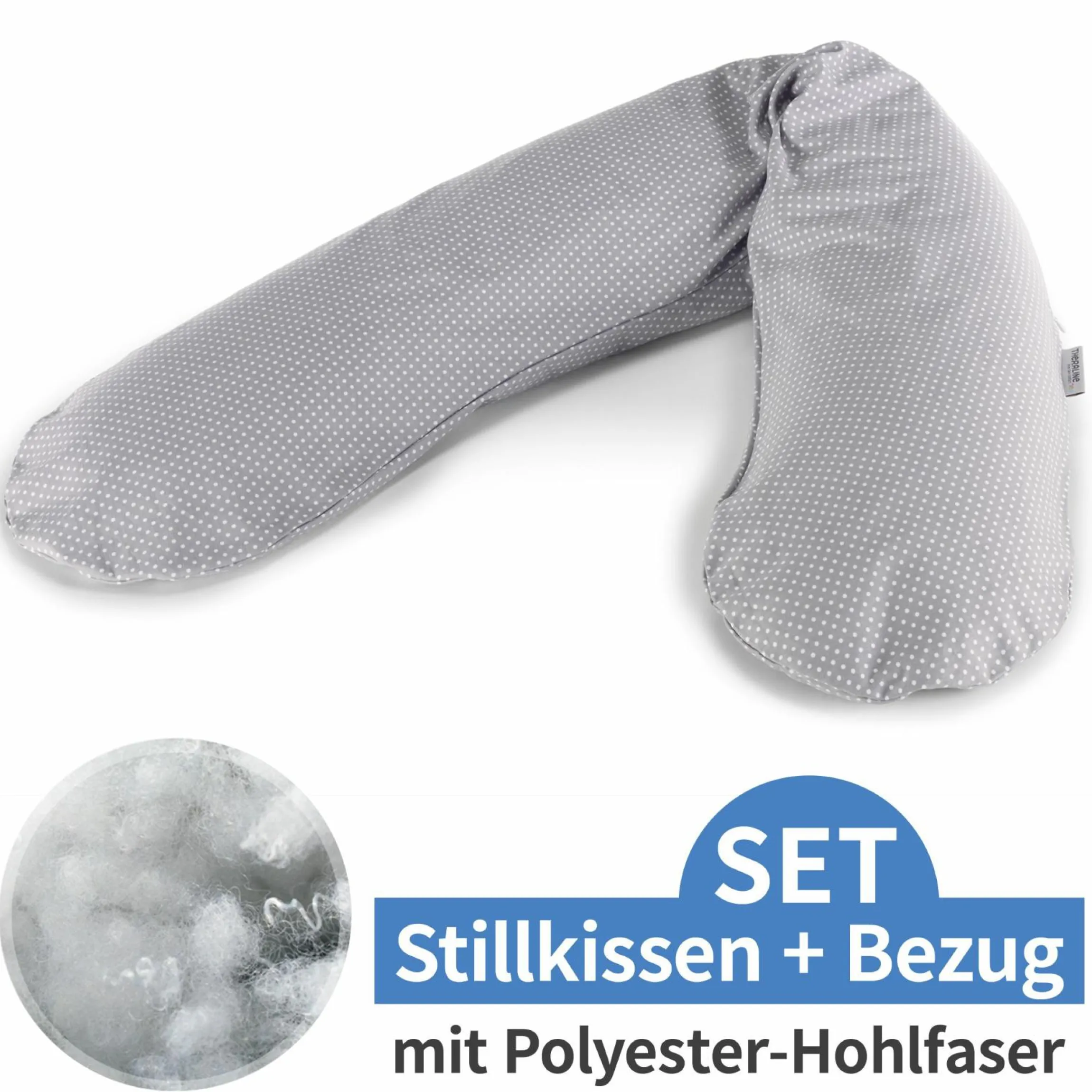 Stillkissen Das Original mit Polyesterhohlfaser-Füllung inkl. Bezug 190 cm - Punkte - Grau