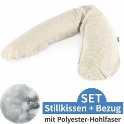 Stillkissen Das Original mit Polyesterhohlfaser-Füllung inkl. Bezug 190 cm - Punkte - Beige
