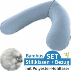 Stillkissen Das Original mit Polyesterhohlfaser-Füllung inkl. Bezug Bamboo 190 cm - Melange Blau-Grau