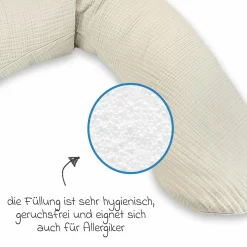 Stillkissen Das Original mit Mikroperlen-Füllung inkl. Bezug Musselin 190 cm - Sandbeige