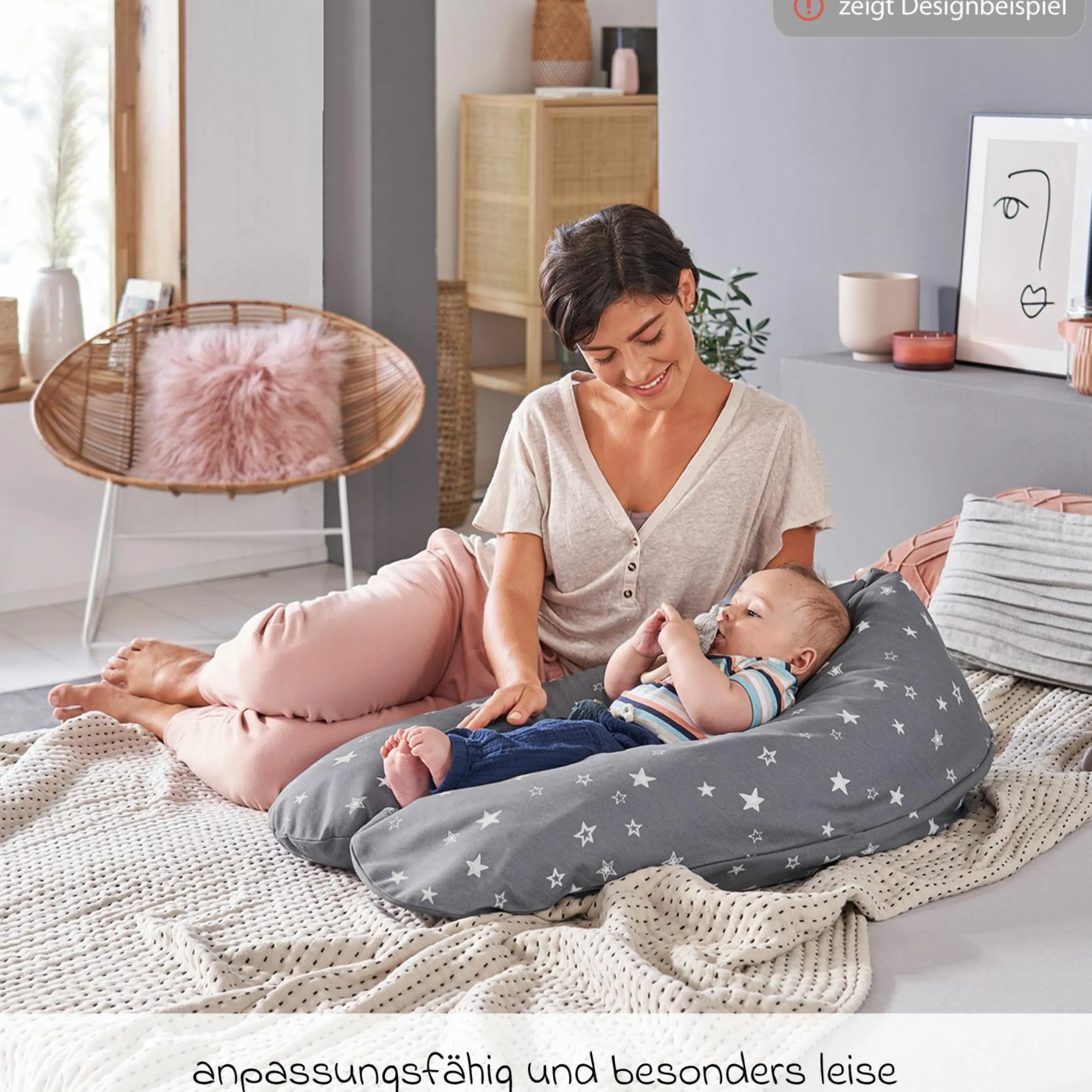 Stillkissen Das Original mit Mikroperlen-Füllung inkl. Bezug Musselin 190 cm - Sandbeige