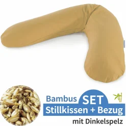 Stillkissen Das Original mit Dinkelspelz-Füllung inkl. Bezug Bamboo 190 cm - Bernstein