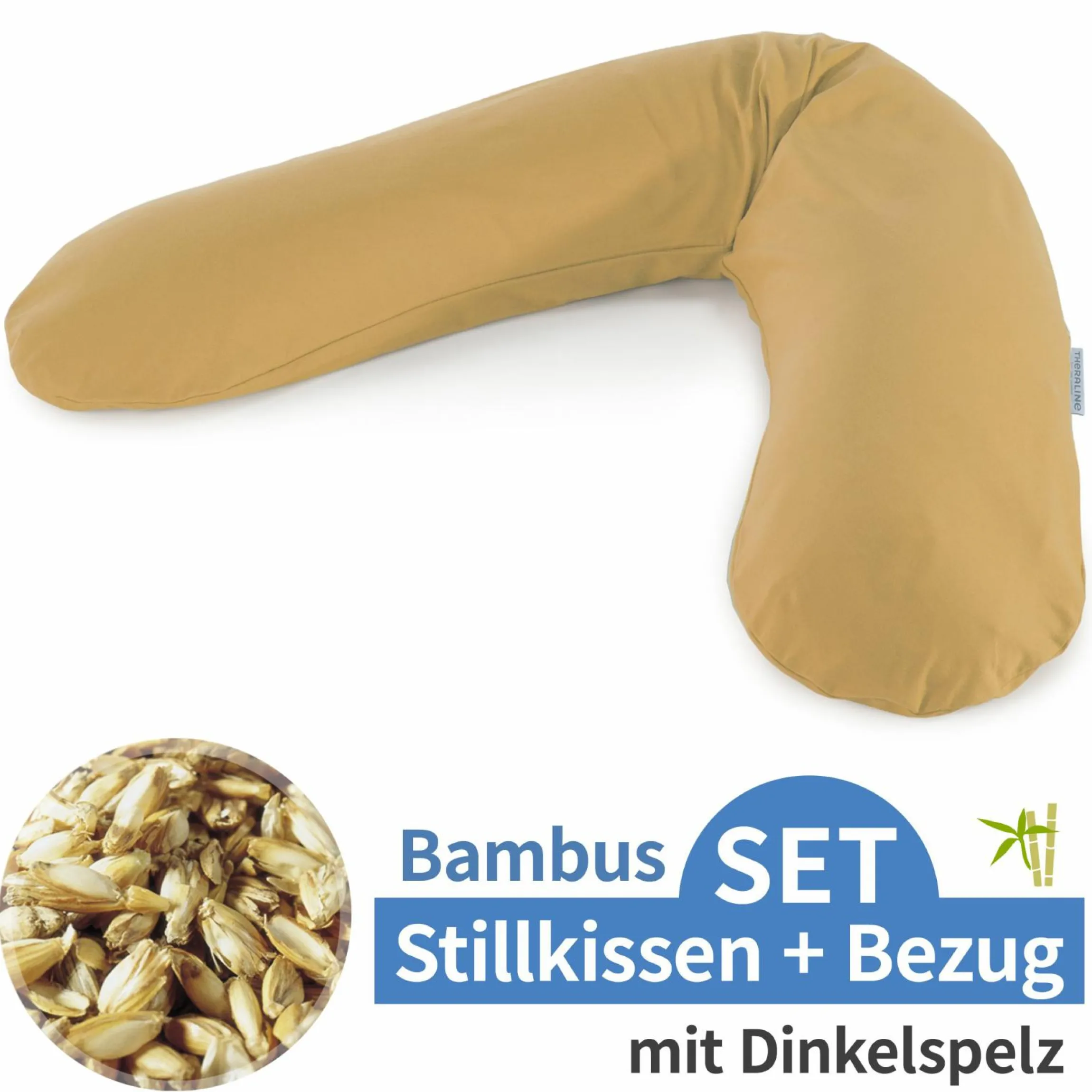 Stillkissen Das Original mit Dinkelspelz-Füllung inkl. Bezug Bamboo 190 cm - Bernstein