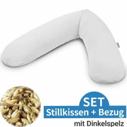 Stillkissen Das Original mit Dinkelspelz-Füllung inkl. Bezug Musselin 190 cm - Lichtgrau