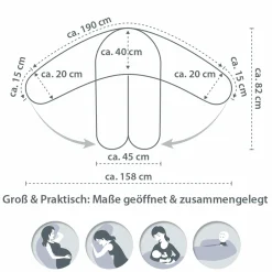 Stillkissen Das Original mit Dinkelspelz-Füllung inkl. Bezug Musselin 190 cm - Lichtgrau