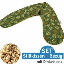 Stillkissen Das Original mit Dinkelspelz-Füllung inkl. Bezug 190 cm - Pusteblume - Dunkelgrün