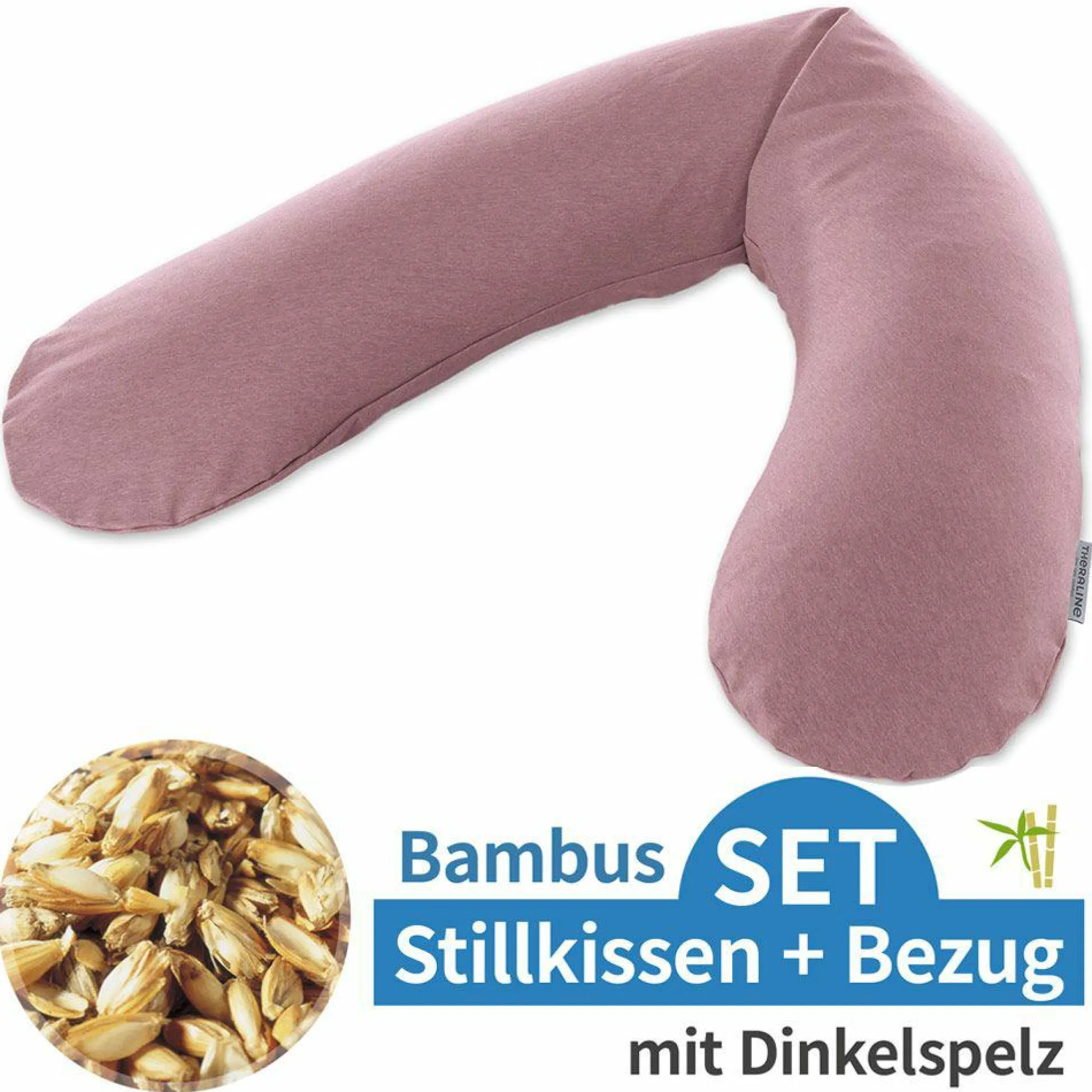 Stillkissen Das Original mit Dinkelspelz-Füllung inkl. Bezug Bamboo 190 cm - Melange Rosenholz