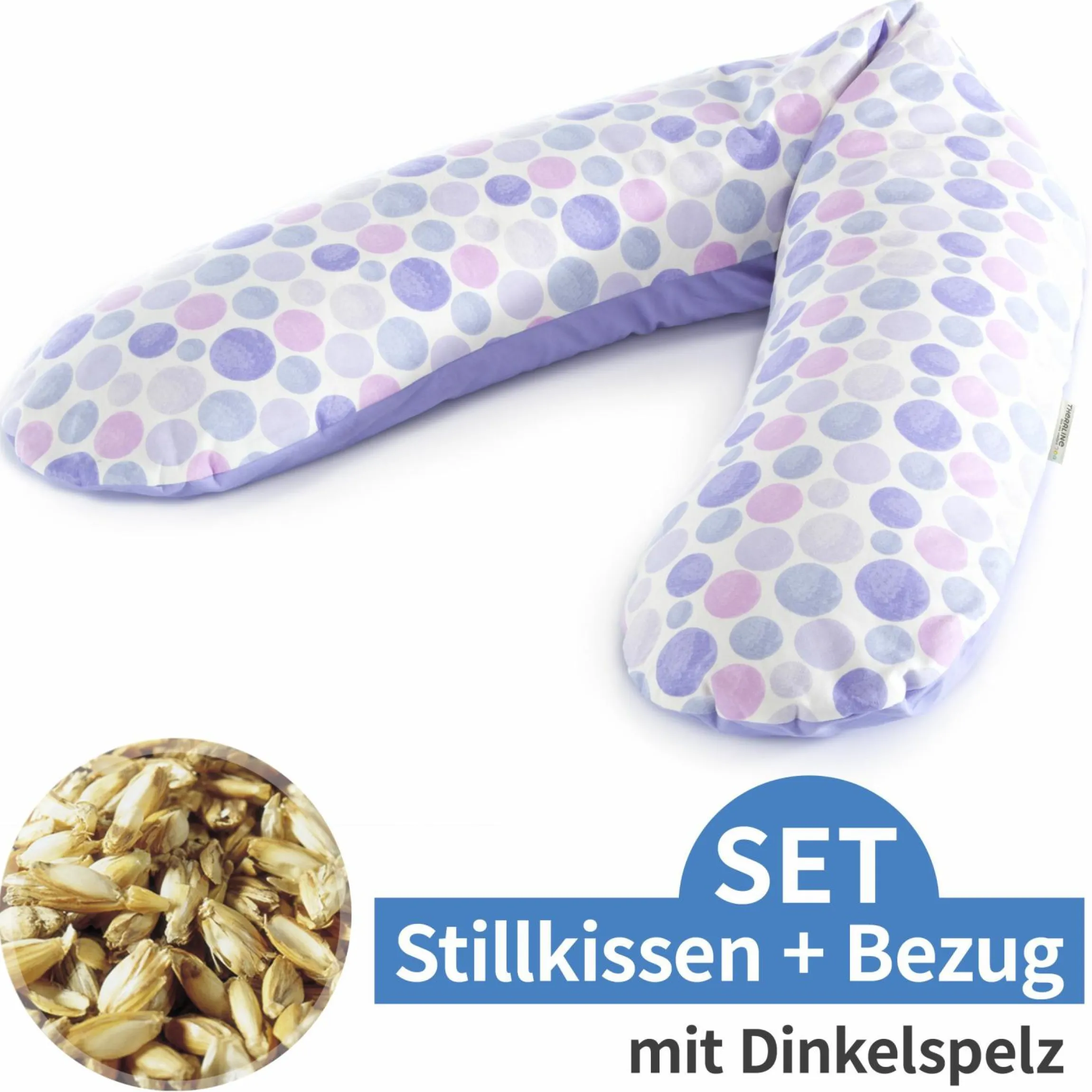Stillkissen Das Original mit Dinkelspelz-Füllung inkl. Bezug 190 cm - Waterdots - Lila