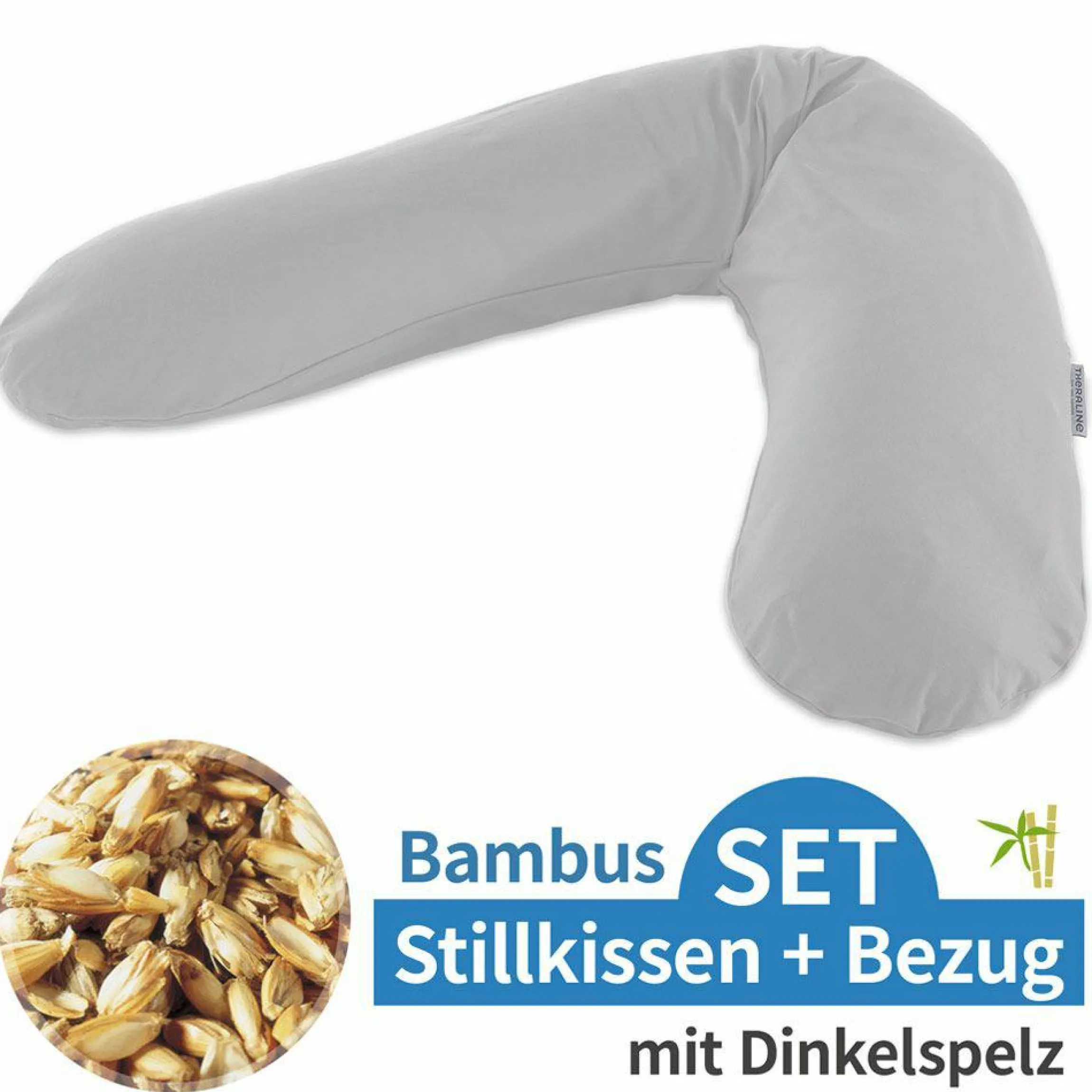 Stillkissen Das Original mit Dinkelspelz-Füllung inkl. Bezug Bamboo 190 cm - Grau