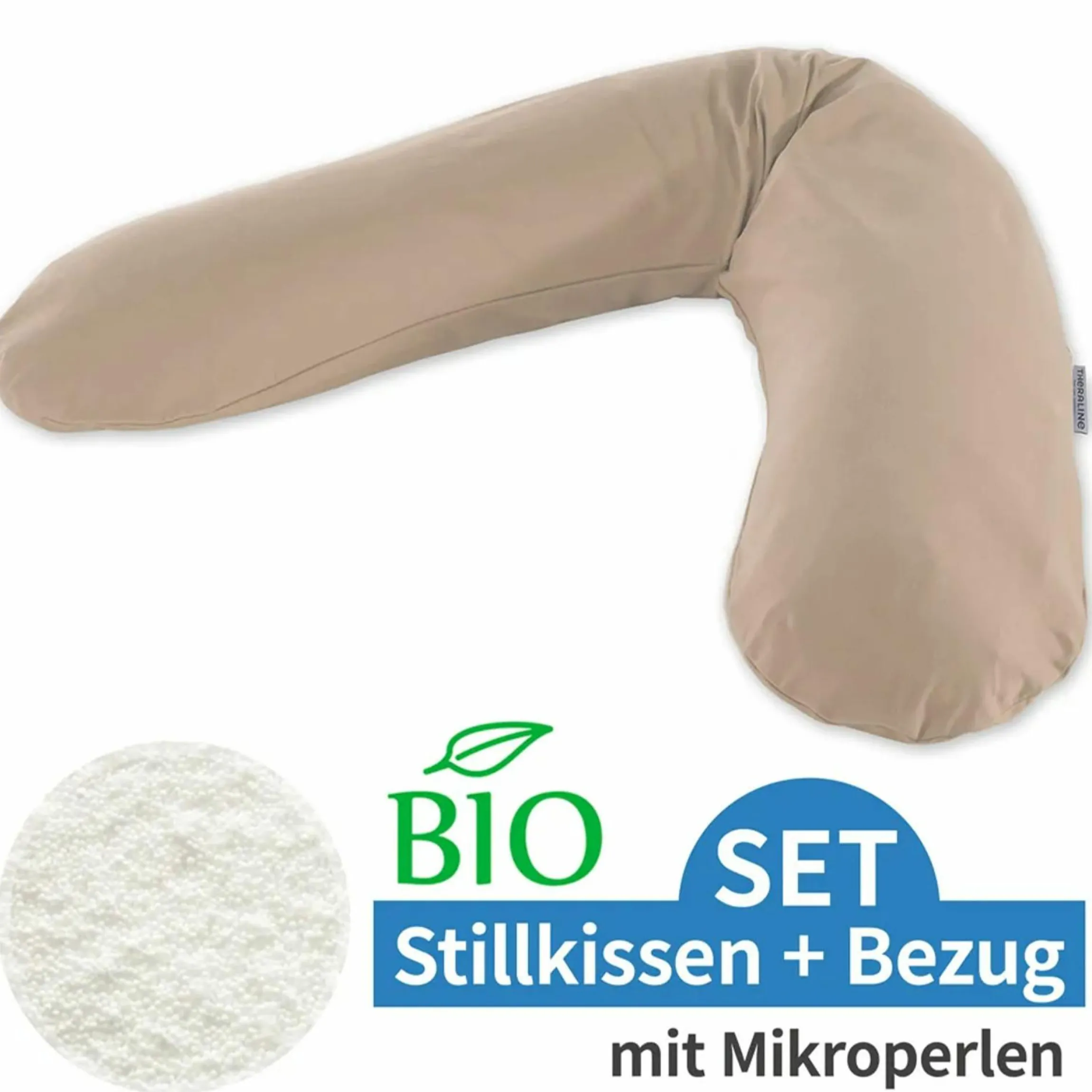 Stillkissen Das Original mit Mikroperlen-Füllung inkl. Bezug BIO-Jersey 190 cm - Cappuccino