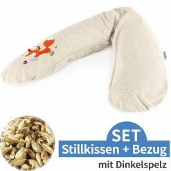 Stillkissen Das Original mit Dinkelspelz-Füllung inkl. Bezug 190 cm - Knister Fuchs - Punkte Beige