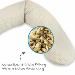 Stillkissen Das Original mit Dinkelspelz-Füllung inkl. Bezug Musselin 190 cm - Sandbeige