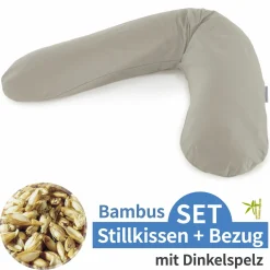 Stillkissen Das Original mit Dinkelspelz-Füllung inkl. Bezug Bamboo 190 cm - Lehmgrau