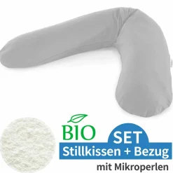 Stillkissen Das Original mit Mikroperlen-Füllung inkl. Bezug BIO-Jersey 190 cm - Grau