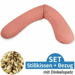 Stillkissen Das Original mit Dinkelspelz-Füllung inkl. Bezug Musselin 190 cm - Terracotta