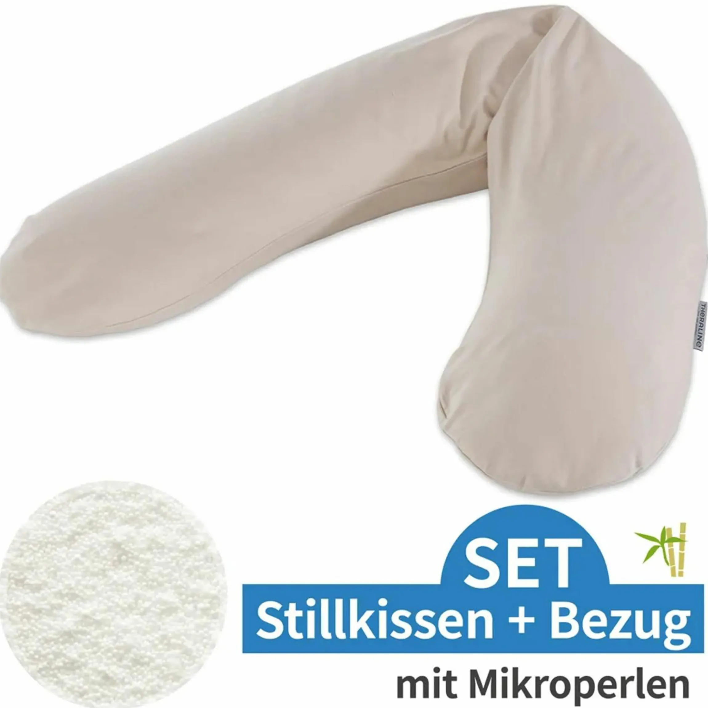 Stillkissen Das Original mit Mikroperlen-Füllung inkl. Bezug Bamboo 190 cm - Kieselgrau