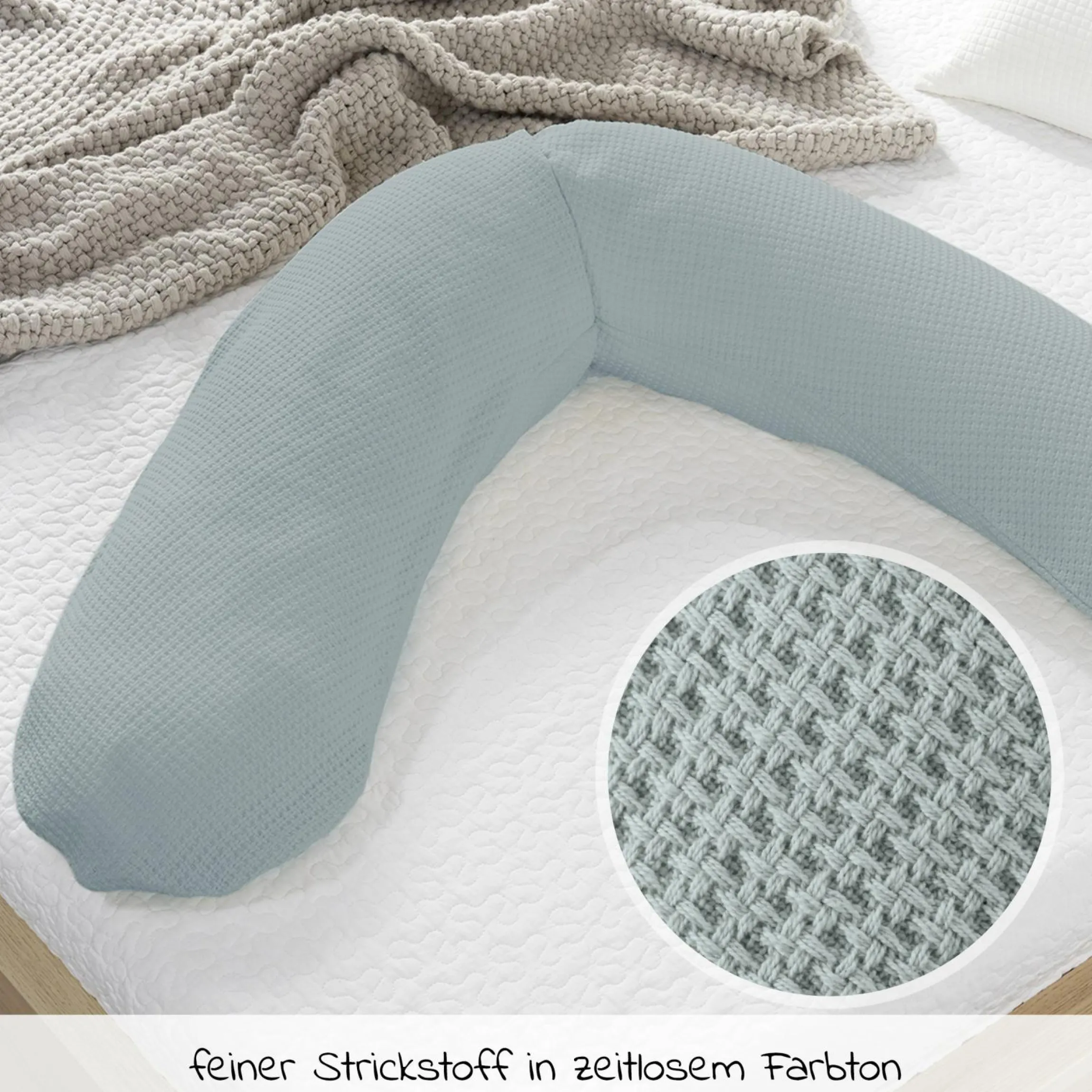 Stillkissen Das Original mit Polyesterhohlfaser-Füllung inkl. Bezug Feinstrick 190 cm - Nebelblau
