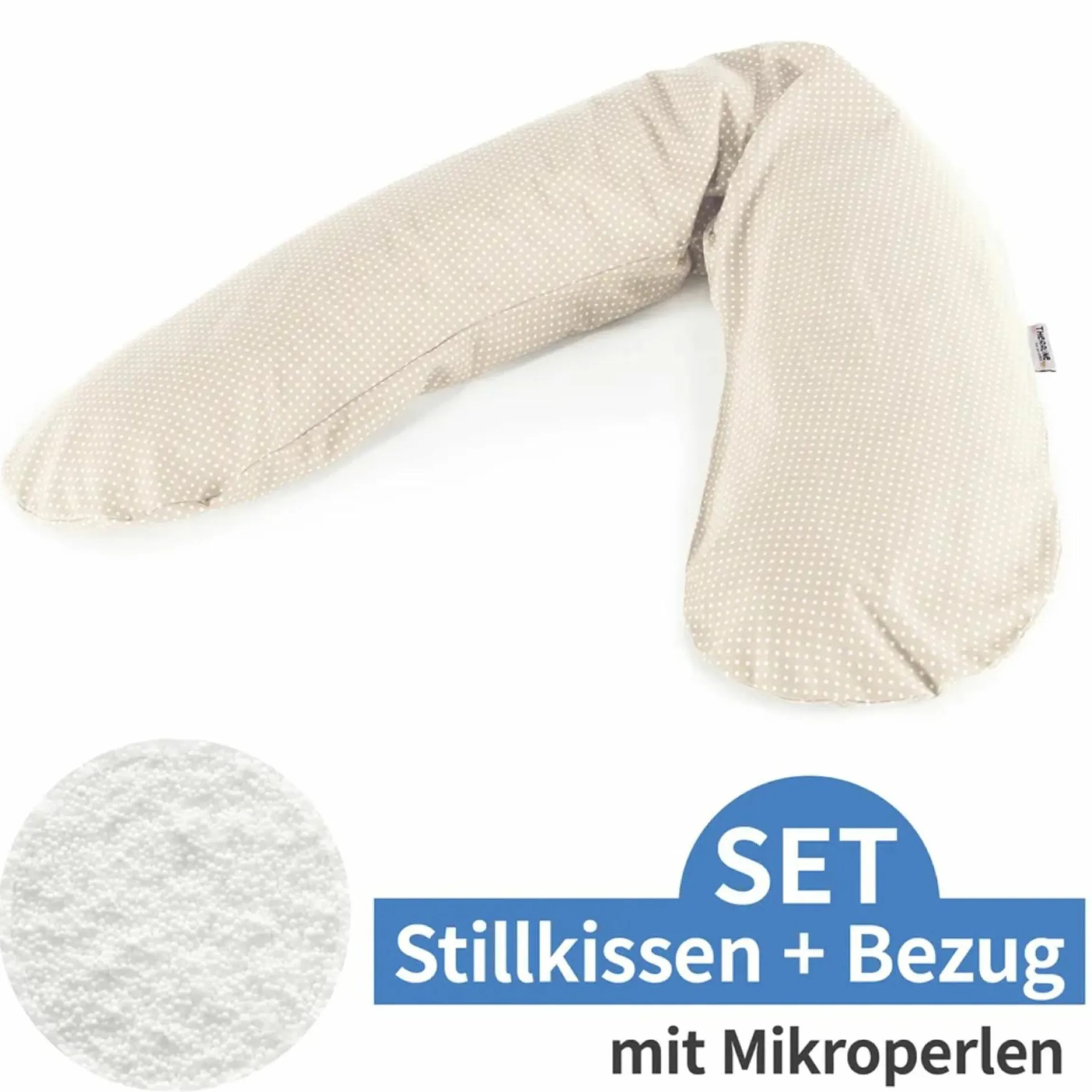 Stillkissen Das Original mit Mikroperlen-Füllung inkl. Bezug 190 cm - Punkte - Beige