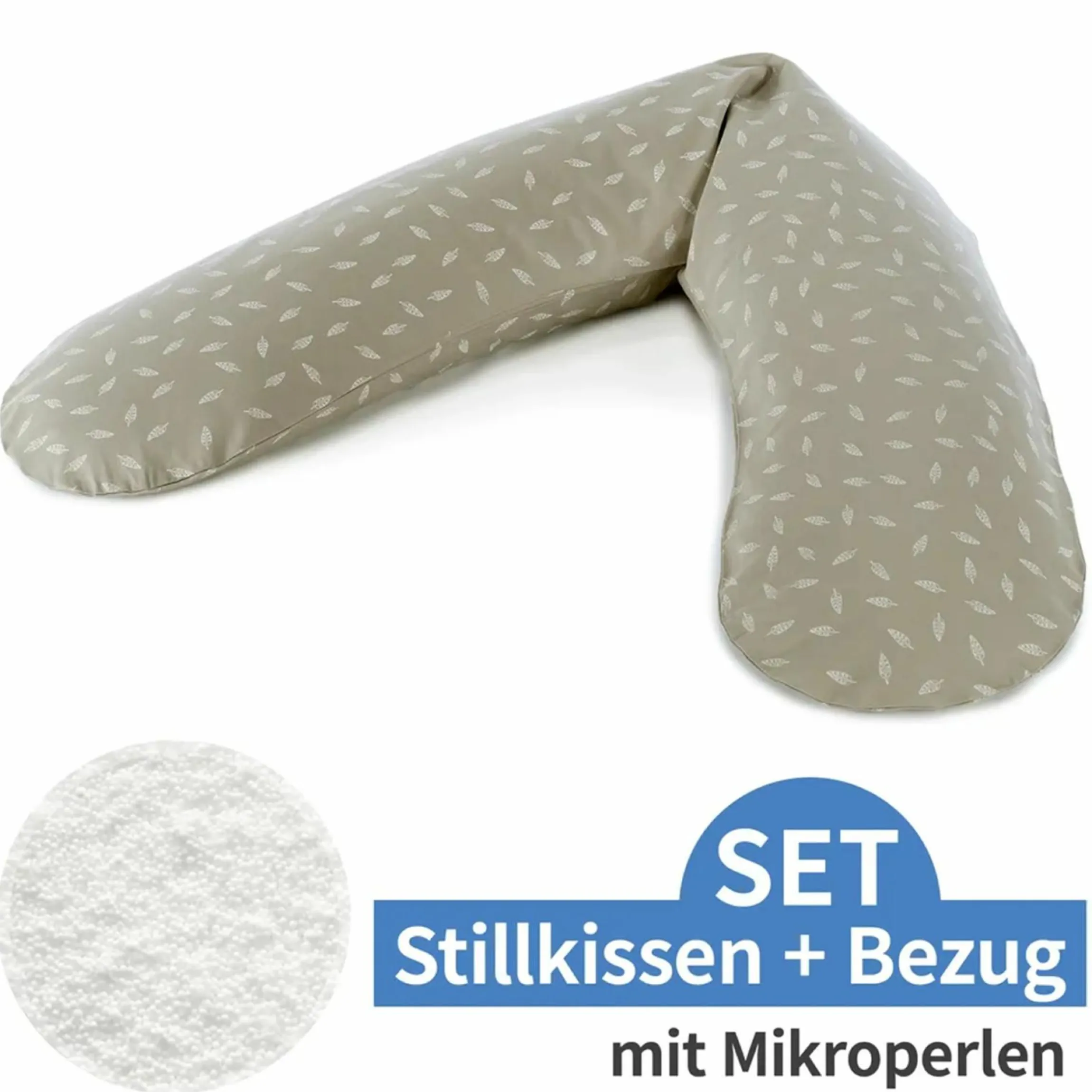 Stillkissen Das Original mit Mikroperlen-Füllung inkl. Bezug 190 cm - Blättertanz - Taupe