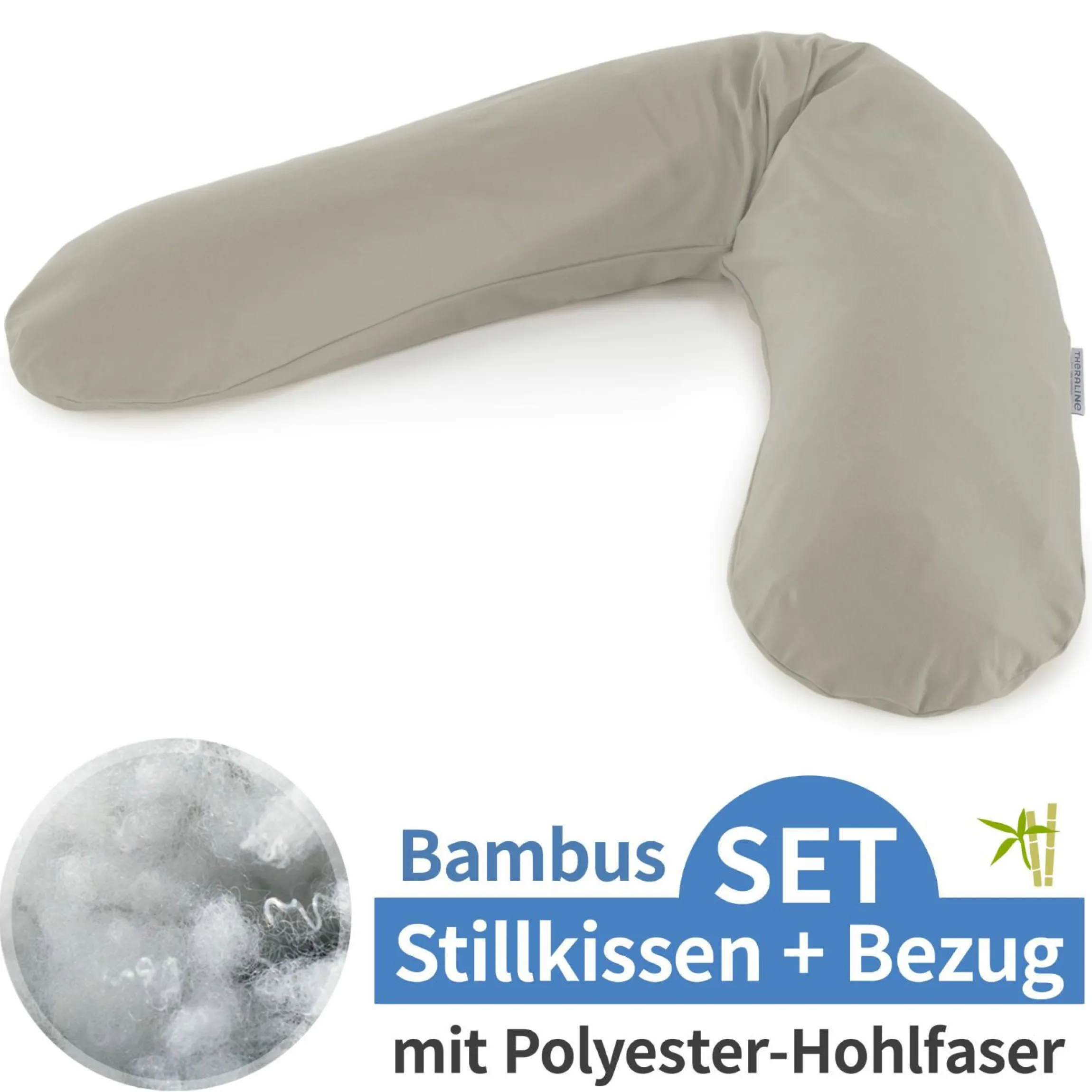 Stillkissen Das Original mit Polyesterhohlfaser-Füllung inkl. Bezug Bamboo 190 cm - Lehmgrau