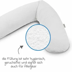 Stillkissen Das Original mit feiner Perlen-Füllung inkl. Bezug Musselin 190 cm - Lichtgrau