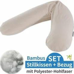 Stillkissen Das Original mit Polyesterhohlfaser-Füllung inkl. Bezug Bamboo 190 cm - Kieselgrau