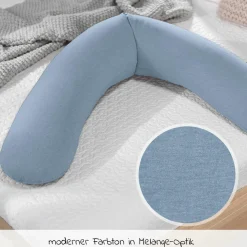 Stillkissen Das Original mit Mikroperlen-Füllung inkl. Bezug Bamboo 190 cm - Melange Blau-Grau