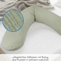 Stillkissen Das Original mit Dinkelspelz-Füllung inkl. Bezug Musselin 190 cm - Salbei