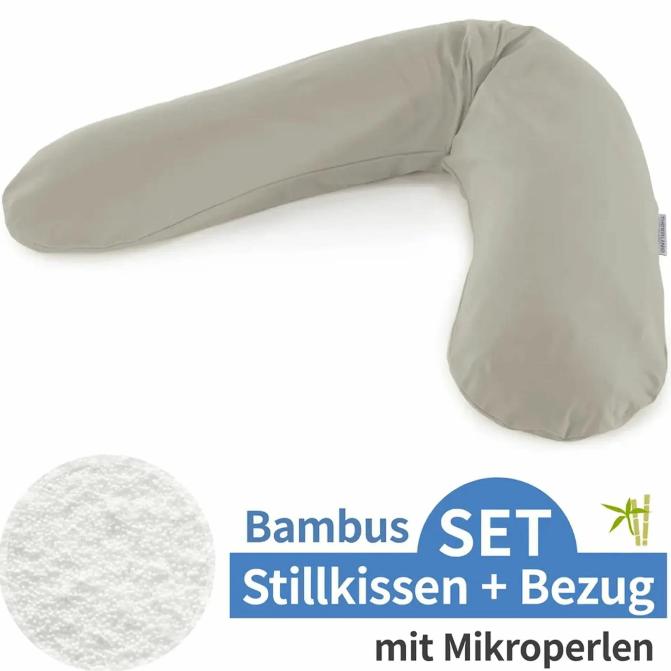 Stillkissen Das Original mit Mikroperlen-Füllung inkl. Bezug Bamboo 190 cm - Lehmgrau