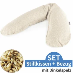 Stillkissen Das Original mit Dinkelspelz-Füllung inkl. Bezug 190 cm - Punkte - Beige