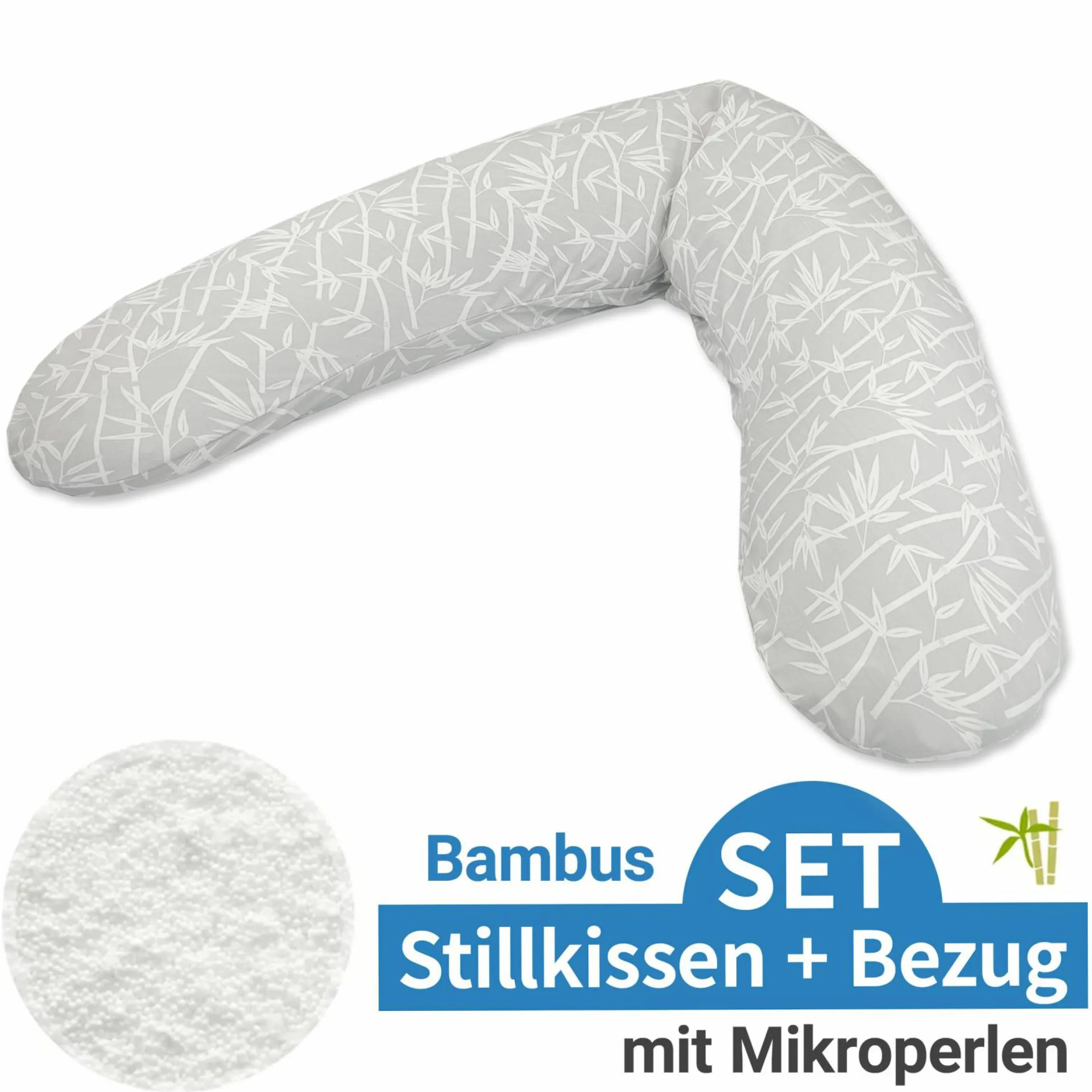 Stillkissen Das Original mit Mikroperlen-Füllung inkl. Bezug Bamboo 190 cm - Bambuswald
