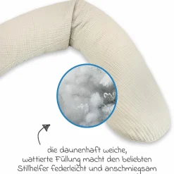Stillkissen Das Original mit Polyesterhohlfaser-Füllung inkl. Bezug Musselin 190 cm - Sandbeige