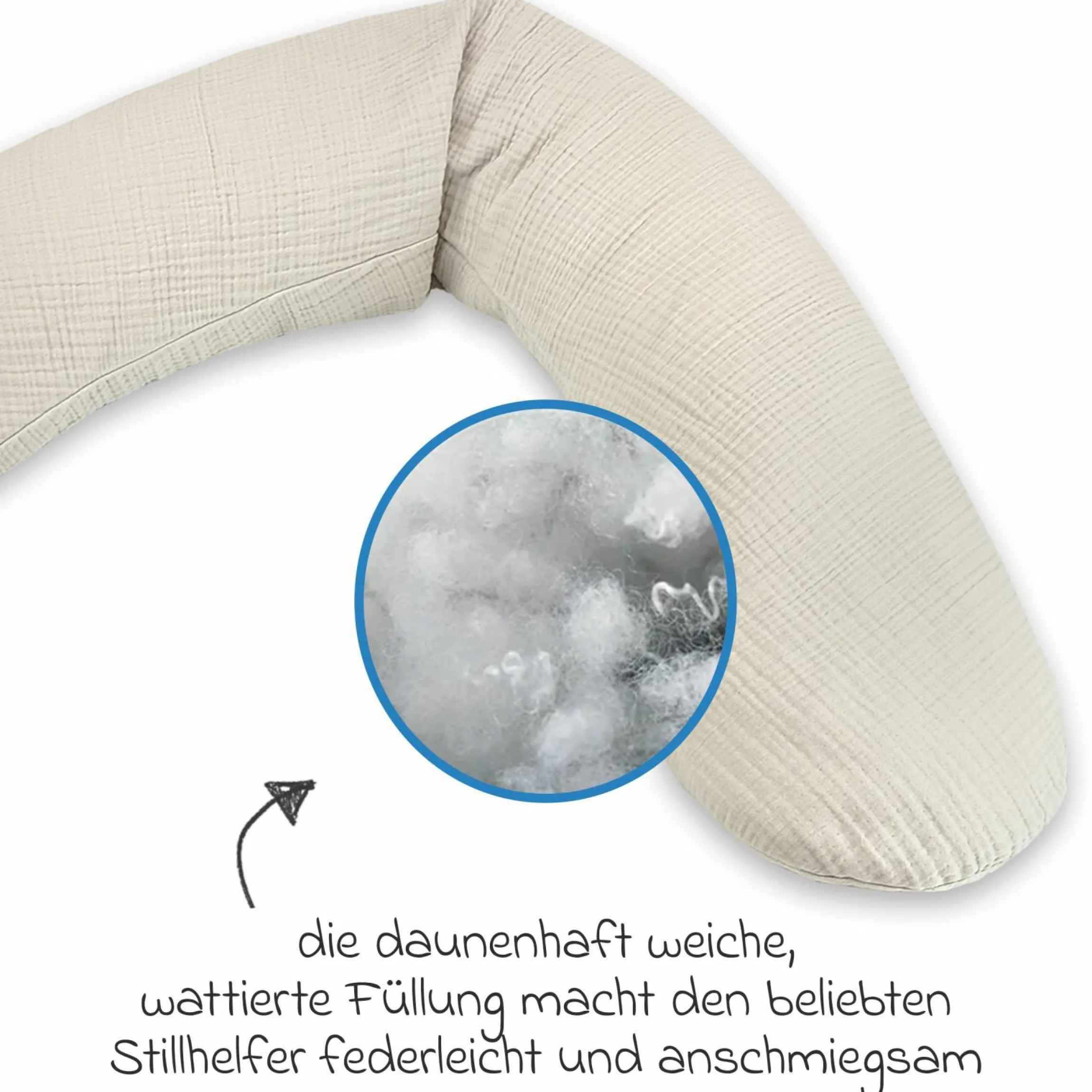 Stillkissen Das Original mit Polyesterhohlfaser-Füllung inkl. Bezug Musselin 190 cm - Sandbeige