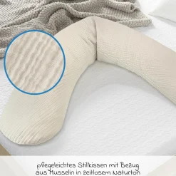 Stillkissen Das Original mit Polyesterhohlfaser-Füllung inkl. Bezug Musselin 190 cm - Sandbeige