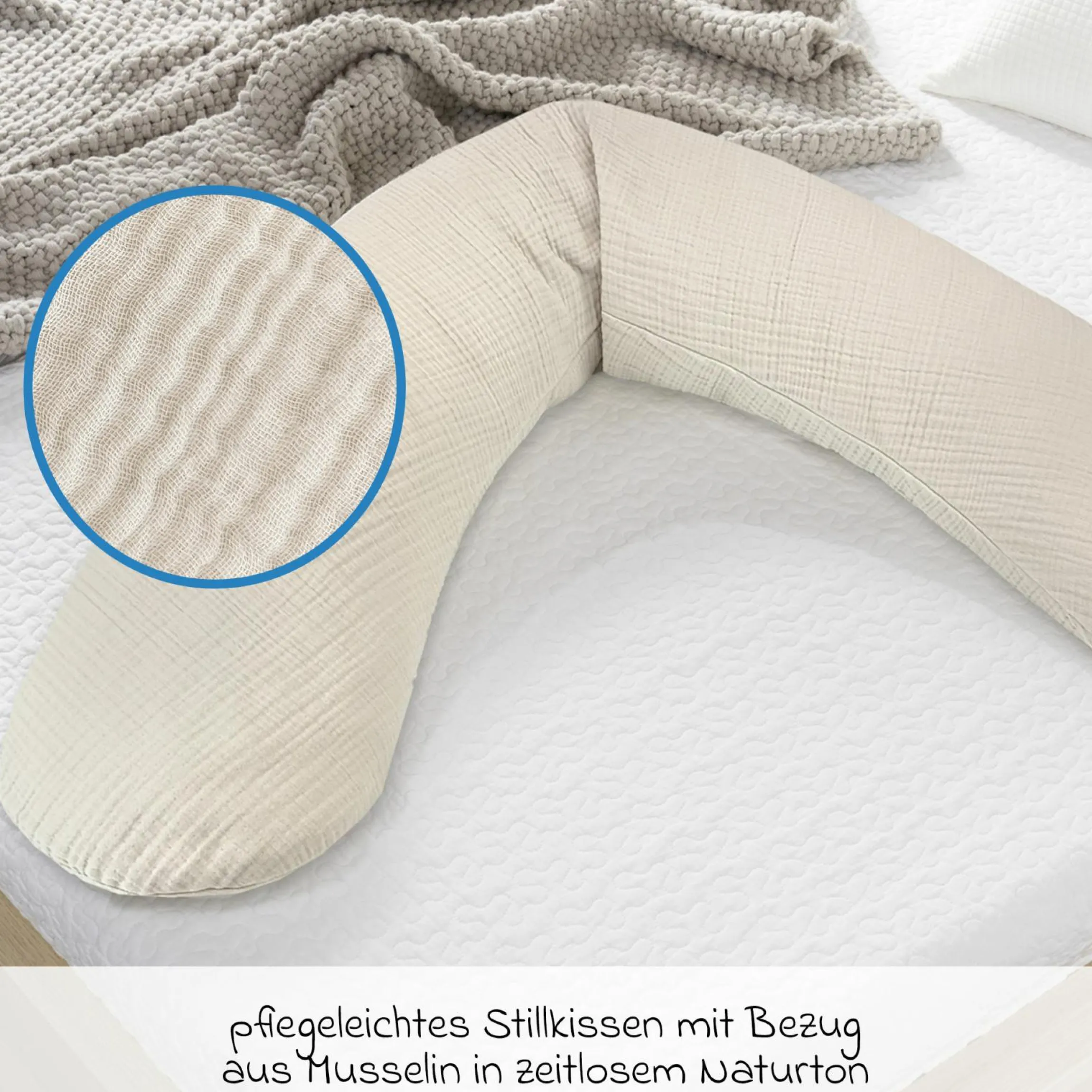 Stillkissen Das Original mit Polyesterhohlfaser-Füllung inkl. Bezug Musselin 190 cm - Sandbeige