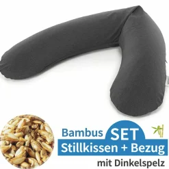 Stillkissen Das Original mit Dinkelspelz-Füllung inkl. Bezug Bamboo 190 cm - Melange Anthrazit