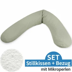 Stillkissen Das Original mit Mikroperlen-Füllung inkl. Bezug Musselin 190 cm - Salbei