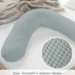 Stillkissen Das Original mit Dinkelspelz-Füllung inkl. Bezug Feinstrick 190 cm - Nebelblau