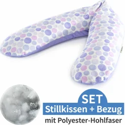 Stillkissen Das Original mit Polyesterhohlfaser-Füllung inkl. Bezug 190 cm - Waterdots - Lila