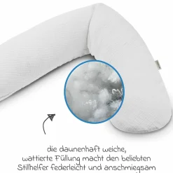Stillkissen Das Original mit Polyesterhohlfaser-Füllung inkl. Bezug Musselin 190 cm - Lichtgrau