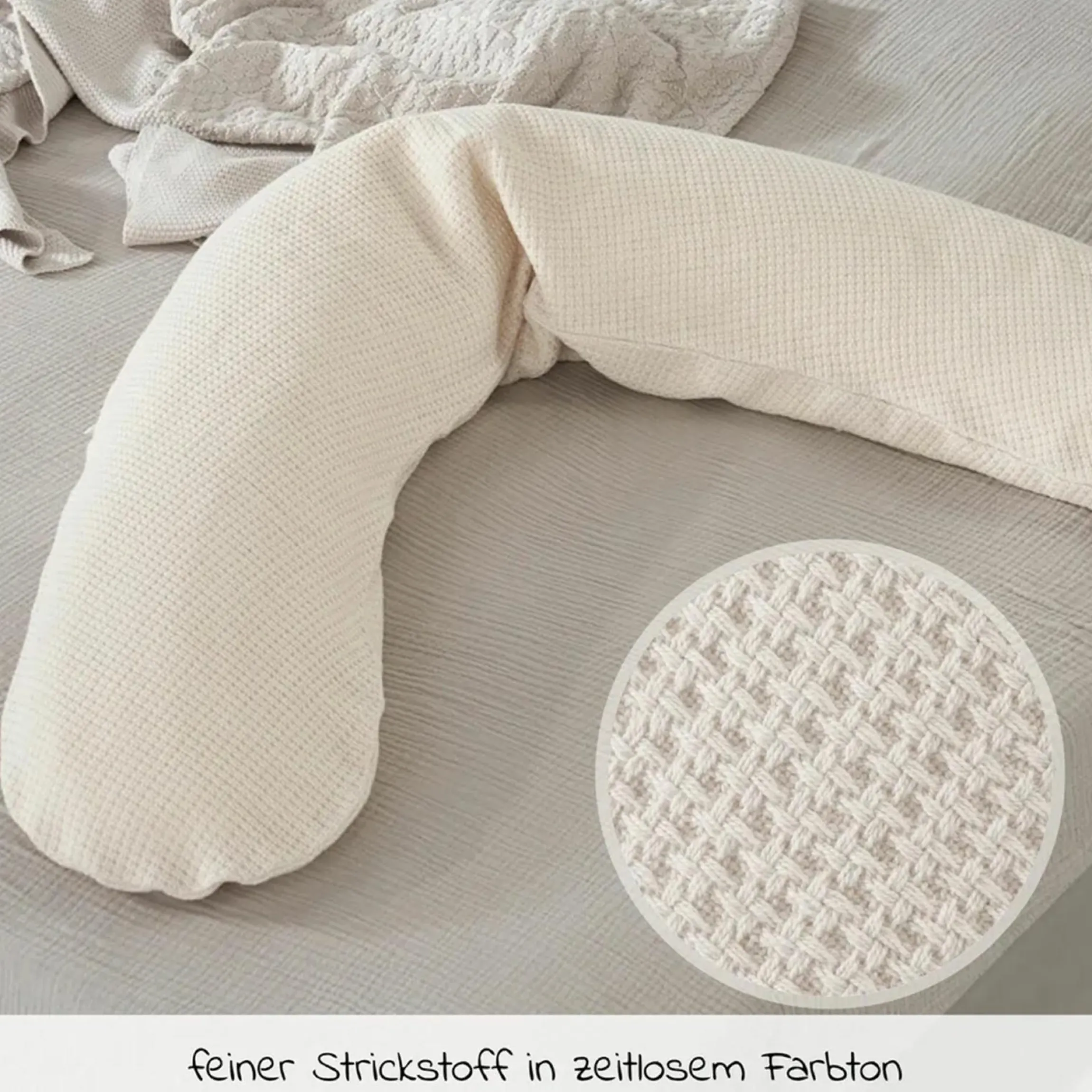 Stillkissen Das Original mit Mikroperlen-Füllung inkl. Bezug Feinstrick 190 cm - Creme