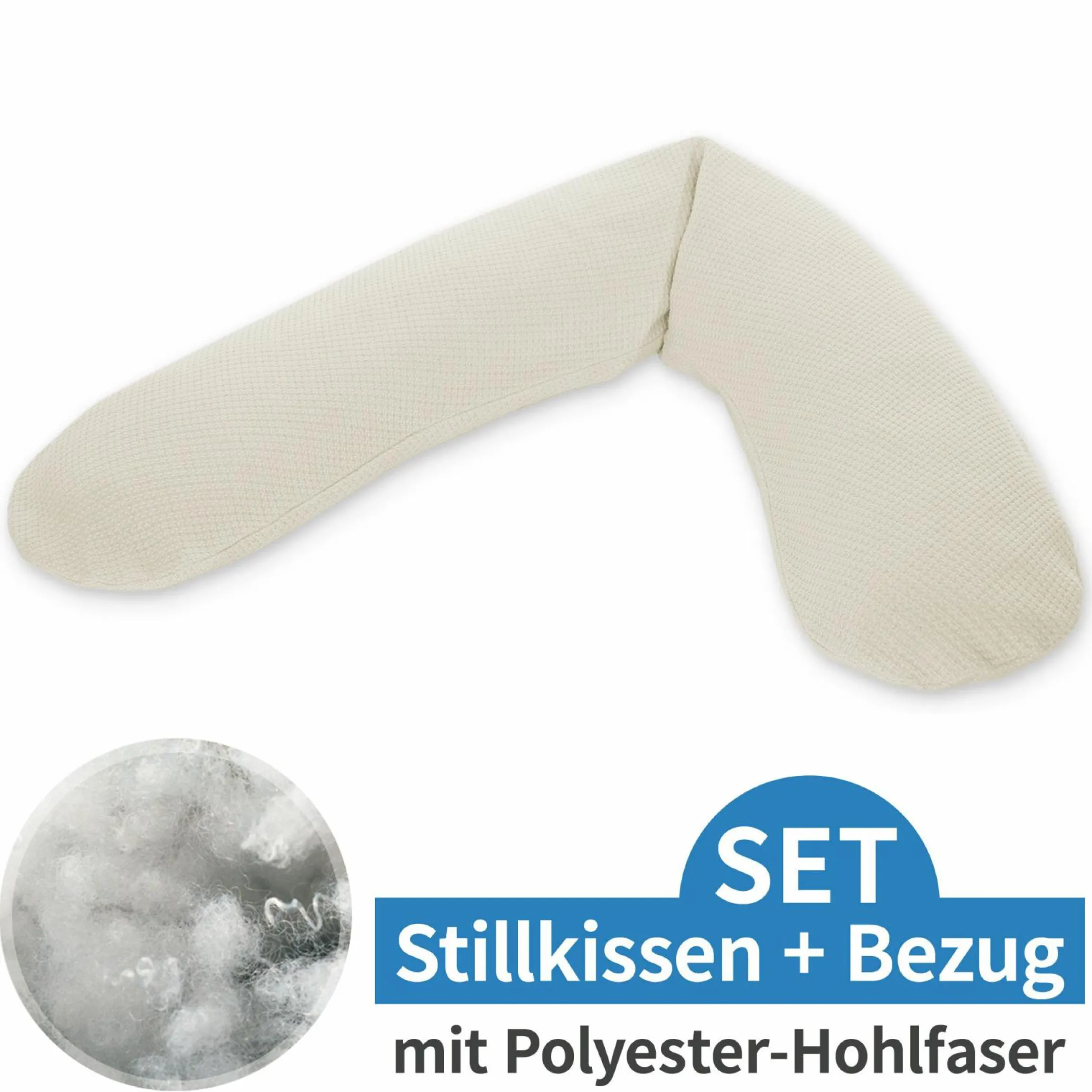 Stillkissen Das Original mit Polyesterhohlfaser-Füllung inkl. Bezug Feinstrick 190 cm - Creme