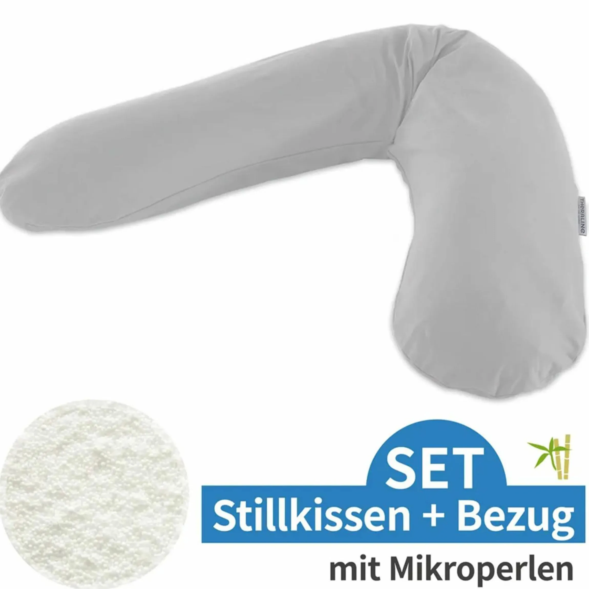 Stillkissen Das Original mit Mikroperlen-Füllung inkl. Bezug Bamboo 190 cm - Grau