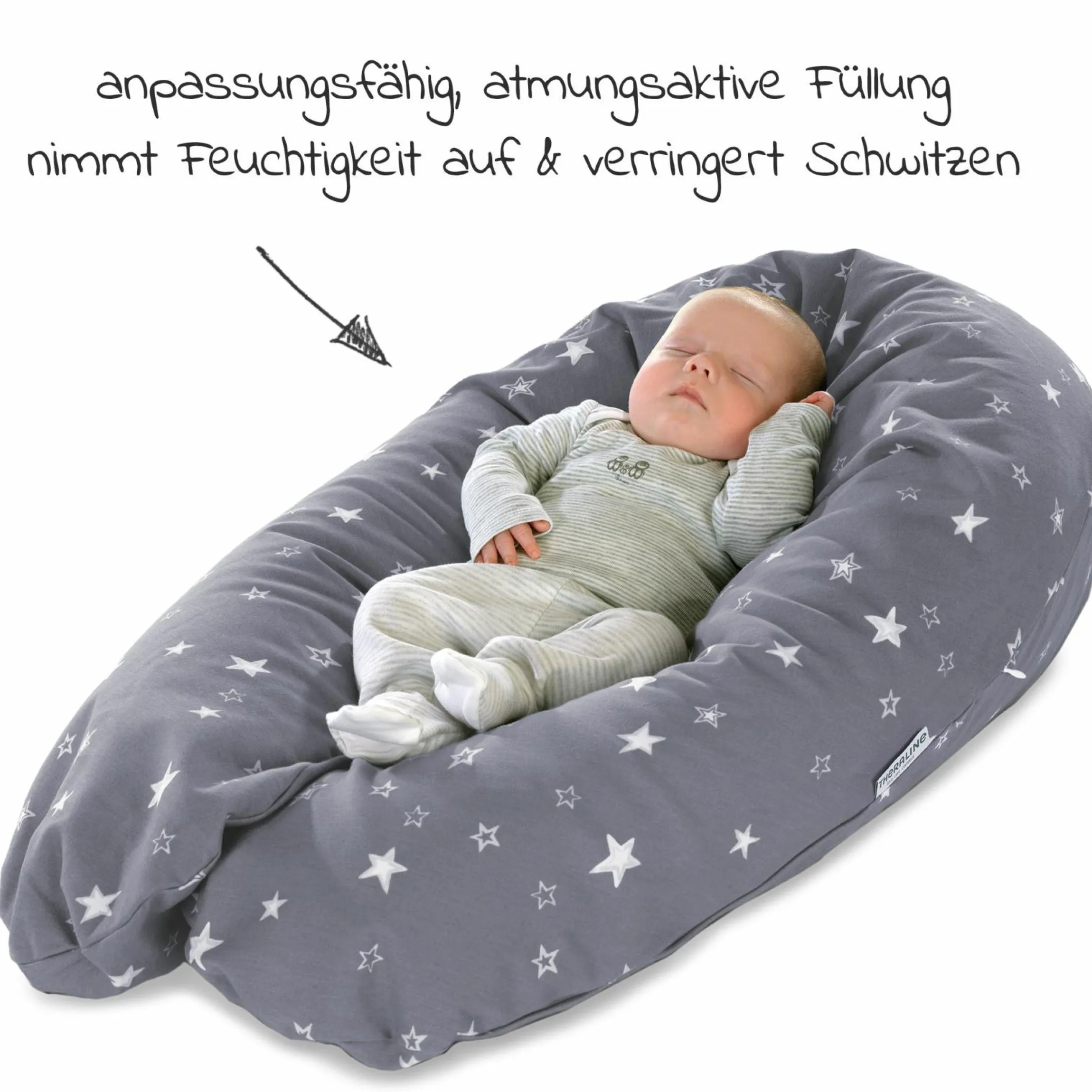 Stillkissen Das Original mit Dinkelspelz-Füllung inkl. Bezug 190 cm - Sternenhimmel