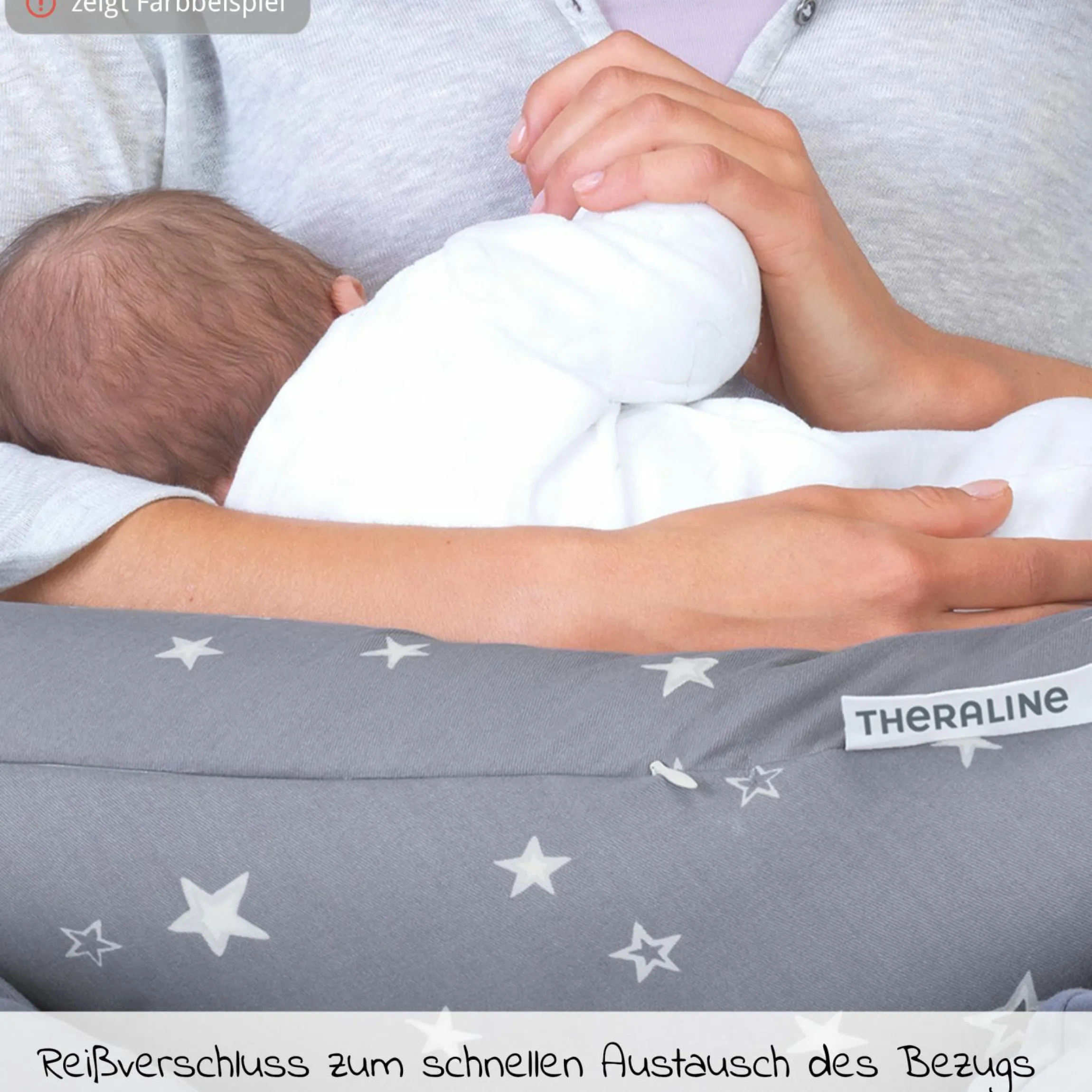 Stillkissen Das Original mit Dinkelspelz-Füllung inkl. Bezug 190 cm - Knister Löwe - Punkte Grau